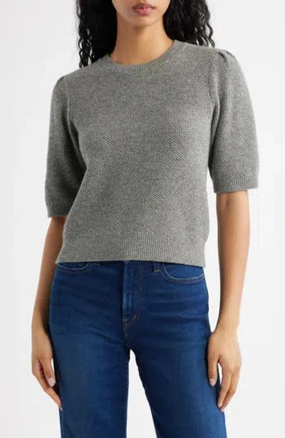 Madewell Puff Sleeve Textured Sweater In Gray