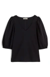 Madewell Puff-sleeve V-neck Tee In Black