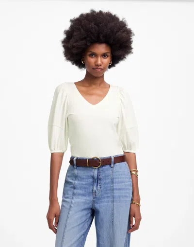 Madewell Puff-sleeve V-neck Tee In White