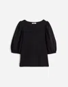 Madewell Puff-sleeve V-neck Tee In Black