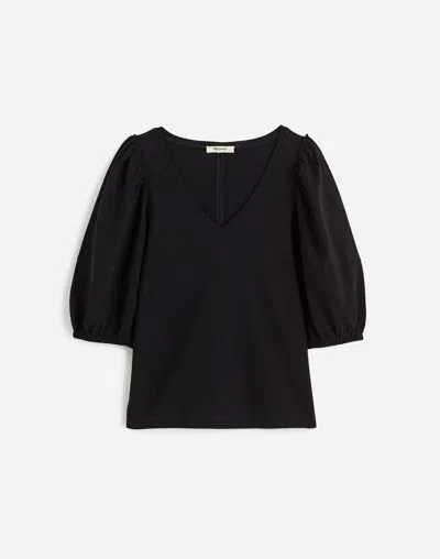 Madewell Puff-sleeve V-neck Tee In Black