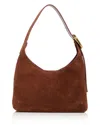 Madewell The Sculptural Buckle Suede Shoulder Bag In Soft Mahogany