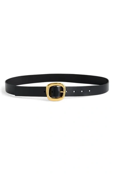Madewell Puffy Buckle Leather Belt In True Black