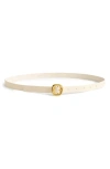 Madewell Sculptural Buckle Leather Skinny Belt In Ivory