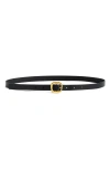 Madewell Sculptural Buckle Leather Skinny Belt In True Black