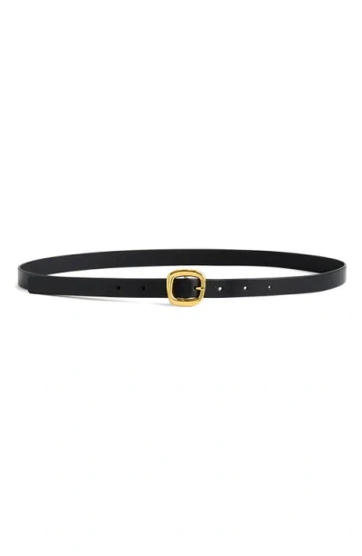 Madewell Puffy Buckle Skinny Leather Belt In True Black