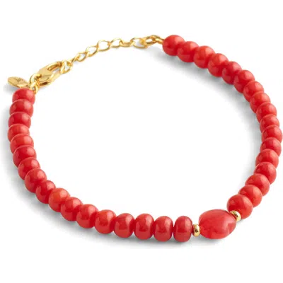Madewell Semiprecious Flower Charm Beaded Bracelet In Multi
