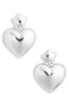 Madewell Puffy Heart Statement Earrings In Light Silver Ox