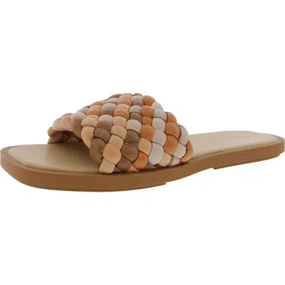 Madewell Puffy Womens Woven Leather Slide Sandals In Multi