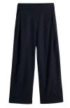 Madewell Pull-on Crop Straight Leg Linen Pants In True Black