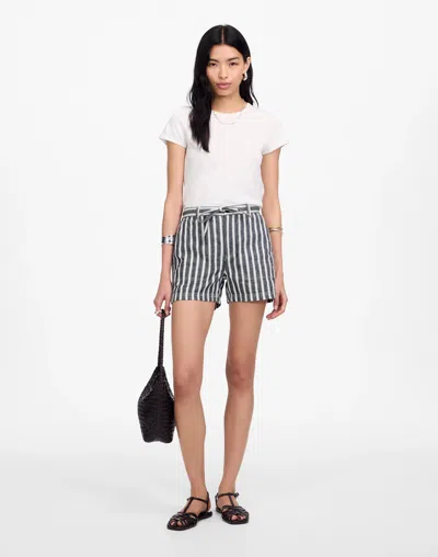 Madewell Pull-on Drawstring Shorts In Navy White Stripe