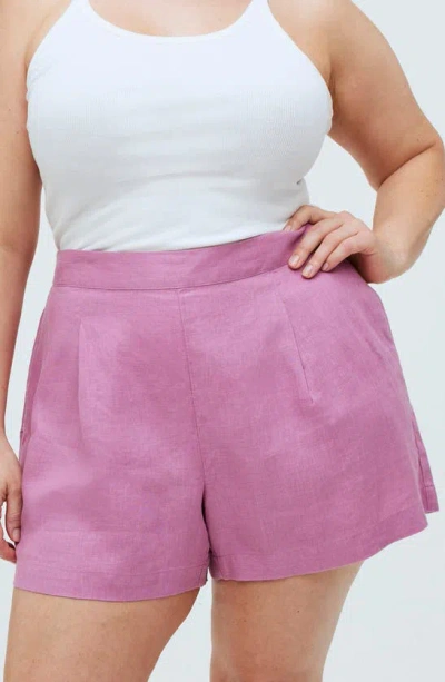 Madewell Pull-on Linen Shorts In Shaded Pink