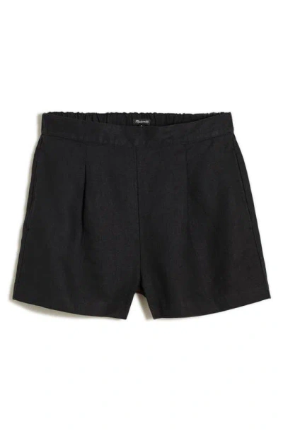 Madewell Pull-on Linen Shorts In True Black