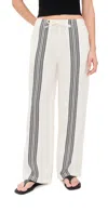 Madewell Pull-on Linen Pants Bold Placement Stripe Black In White