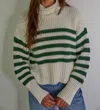 Madewell Pullover Turtleneck Sweater In Green & Ivory In Multi
