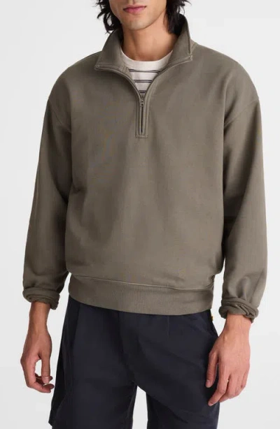 Madewell Quarter Zip Loopback Terry Sweatshirt In Gray