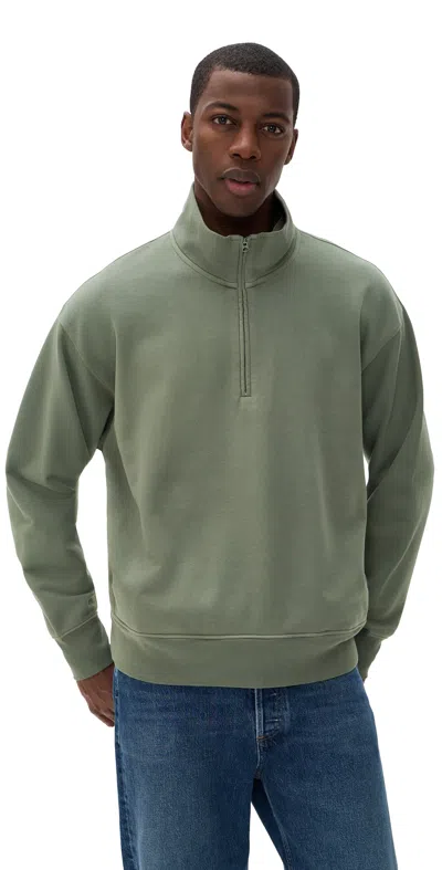 Madewell Quarter Zip Pullover Olive Slate In Green