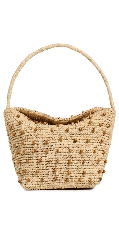 Madewell Raffia Handwoven Beaded Shoulder Bag Natural Beaded Multi