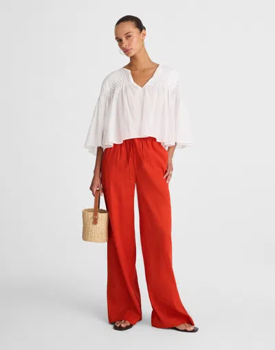 Madewell Raw-edge Drawstring Pant In Red