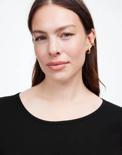 Madewell (re)generative Cotton Ribbed Cap-sleeve Tee In Jet Black