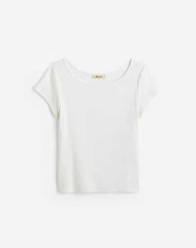 Madewell (re)generative Cotton Ribbed Cap-sleeve Tee In White
