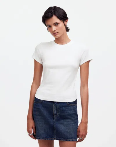 Madewell (re)generative Cotton Ribbed Crewneck Tee In Eyelet White