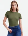 Madewell (re)generative Cotton Ribbed Crewneck Tee In Faded Ivy