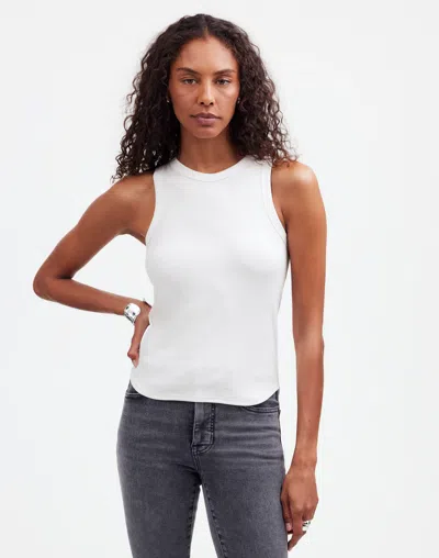 Madewell Ribbed Cutaway Tank In Eyelet White