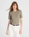 Madewell (re)generative Cotton Ribbed Elbow-sleeve Tee In Brown