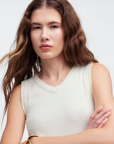 Madewell (re)generative Cotton Ribbed High V-neck Tank In Lighthouse
