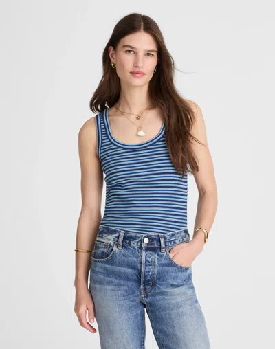 Madewell (re)generative Cotton Ribbed Scoopneck Tank In Blue