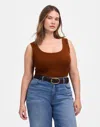 Madewell (re)generative Cotton Ribbed Scoopneck Tank In Brown