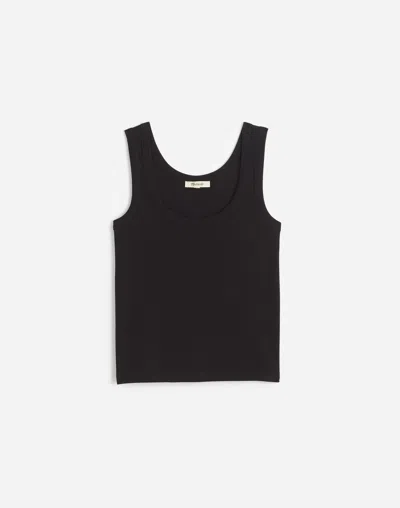Madewell (re)generative Cotton Ribbed Scoopneck Tank In Jet Black