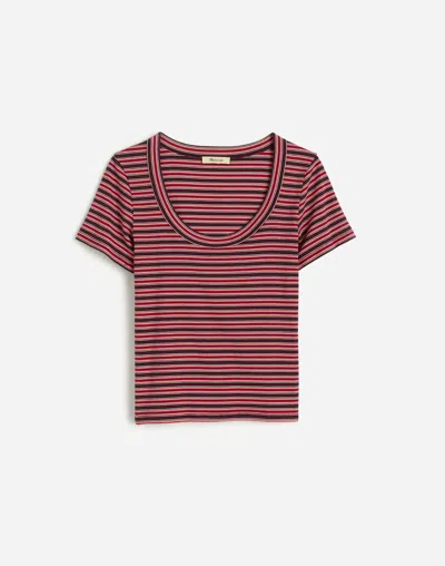 Madewell (re)generative Cotton Ribbed Scoopneck Tee In Multi