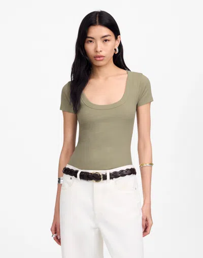 Madewell (re)generative Cotton Ribbed Scoopneck Tee In Faded Fatigue
