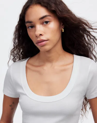 Madewell (re)generative Cotton Ribbed Scoopneck Tee In White