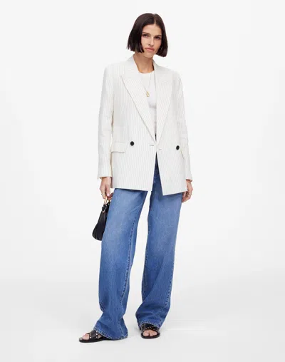 Madewell The Kline Blazer In Ivory Black Pinstripe