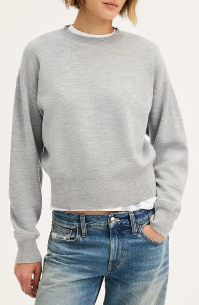 Madewell Relaxed Crewneck Wool Blend Sweater In Gray