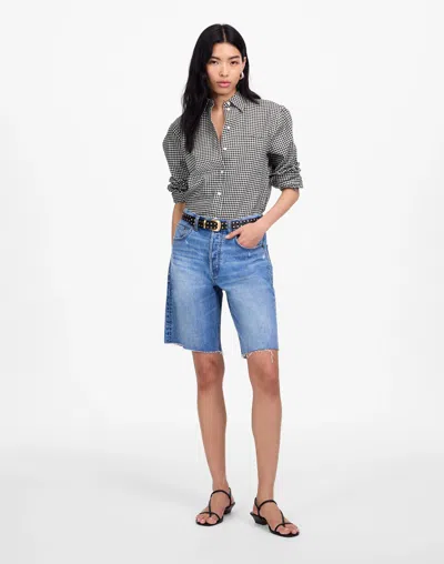Madewell Relaxed Curved-hem Button-up Shirt In Black White Gingham