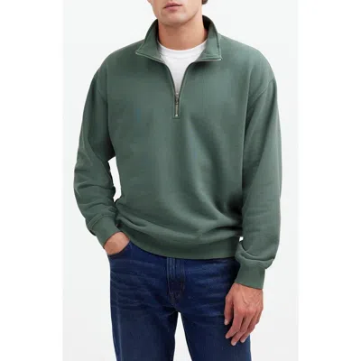 Madewell Relaxed Fit Cotton Blend Quarter Zip Pullover In Green