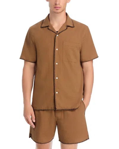 Madewell Relaxed Fit Stitch Trim Camp Shirt In Brown