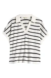 Madewell Relaxed Johnny Collar Polo In Blanket Jacquard Bright Ivory