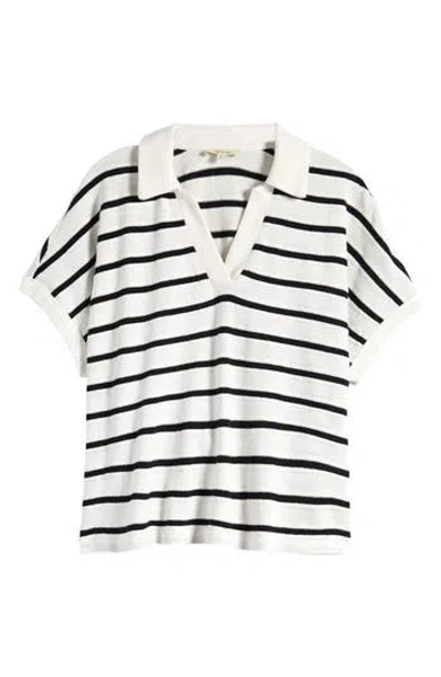 Madewell Relaxed Johnny Collar Polo In Blanket Jacquard Bright Ivory