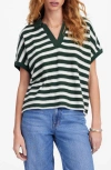 Madewell Relaxed V-neck Polo Shirt In Summit Green