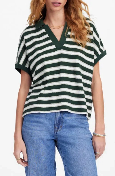 Madewell Relaxed V-neck Polo Shirt In Summit Green