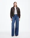 Madewell Relaxed Leather Bomber Jacket In Dark Carob