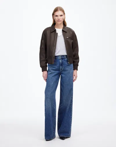 Madewell Relaxed Leather Bomber Jacket In Dark Carob
