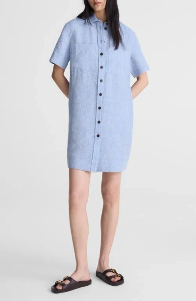 Madewell Relaxed Linen Mini Shirtdress In Blue