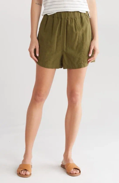 Madewell Relaxed Linen Shorts In Desert Olive