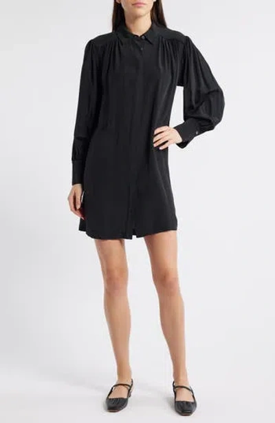 Madewell Relaxed Long Sleeve Minidress In True Black